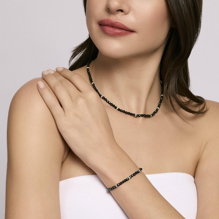 Collier ras du cou en agate noire CODE COULEUR