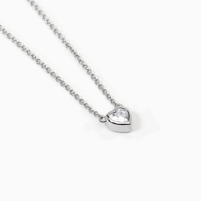 Girocollo in argento con punto luce taglio cuore SHINY