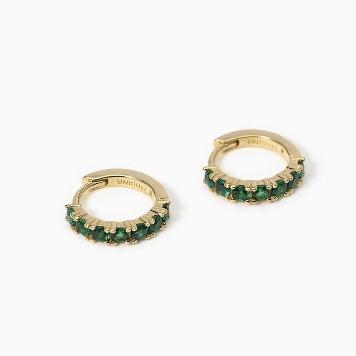 Boucles d'oreilles créoles SOIRÉE en émeraude synthétique