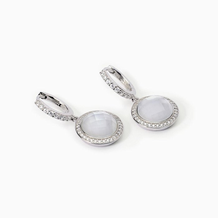 Boucles d'oreilles DIVA en argent avec pendentif en nacre