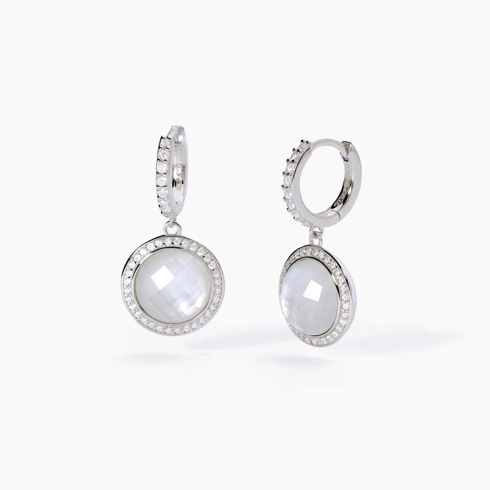 Boucles d'oreilles DIVA en argent avec pendentif en nacre