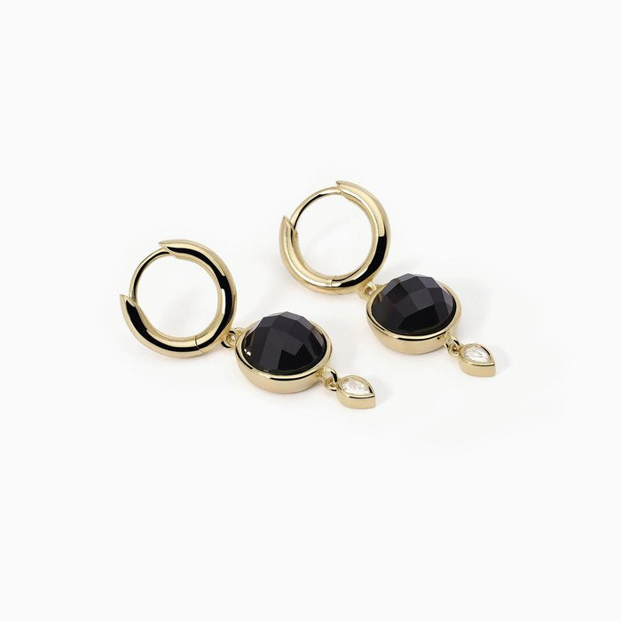Orecchini in argento con pendente in agata nera COLETTE