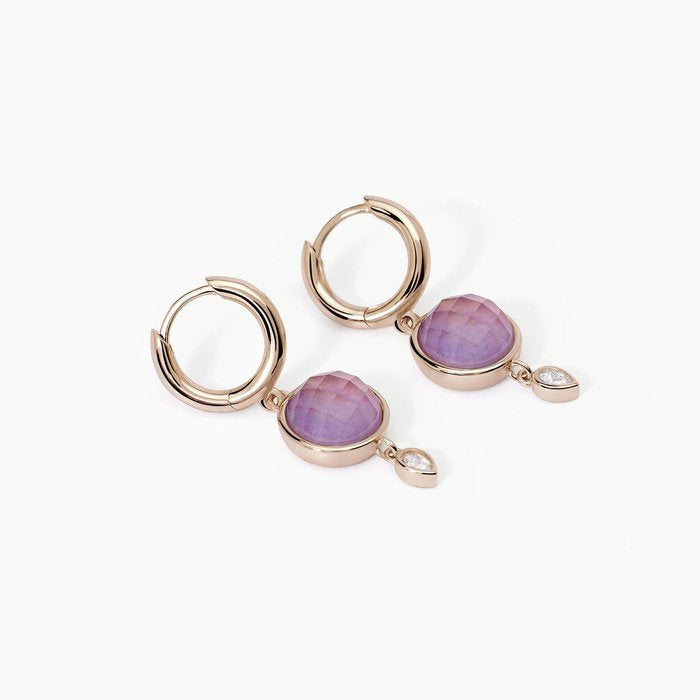 Boucles d'oreilles pendantes en jade lavande COLETTE