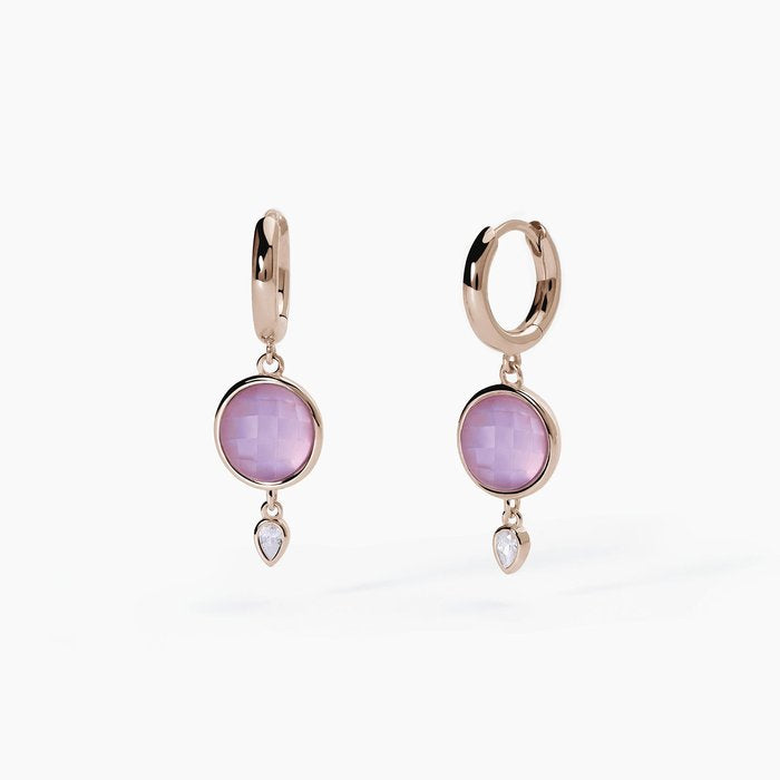 Boucles d'oreilles pendantes en jade lavande COLETTE
