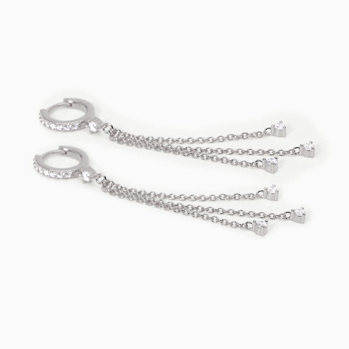 Boucles d'oreilles créoles en argent avec pendentifs chaînes SCINTILLA