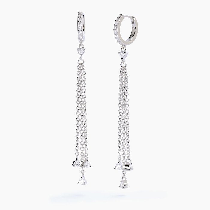 Boucles d'oreilles créoles en argent avec pendentifs chaînes SCINTILLA