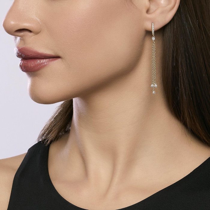 Boucles d'oreilles créoles à chaîne pendante SCINTILLA