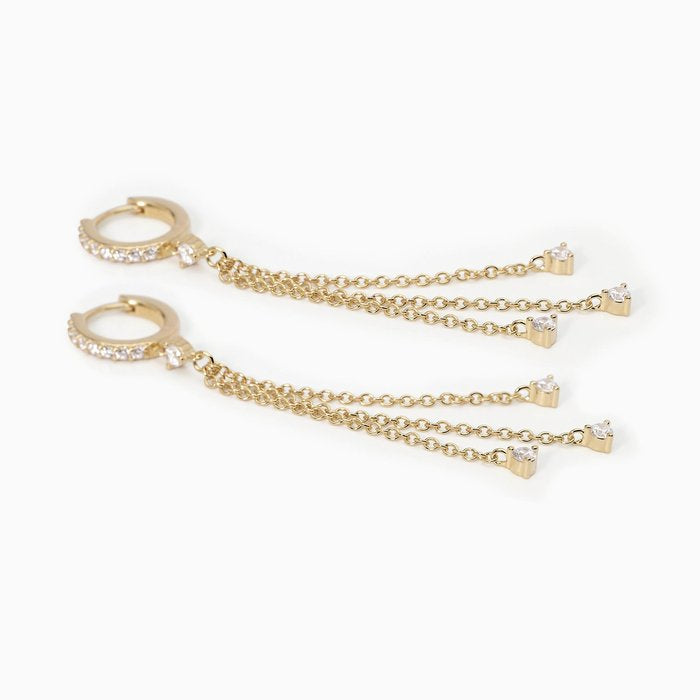 Boucles d'oreilles créoles à chaîne pendante SCINTILLA