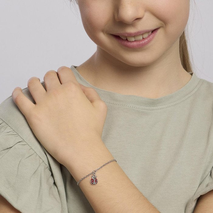 Bracelet en argent avec coccinelle émaillée FORTUNELLA
