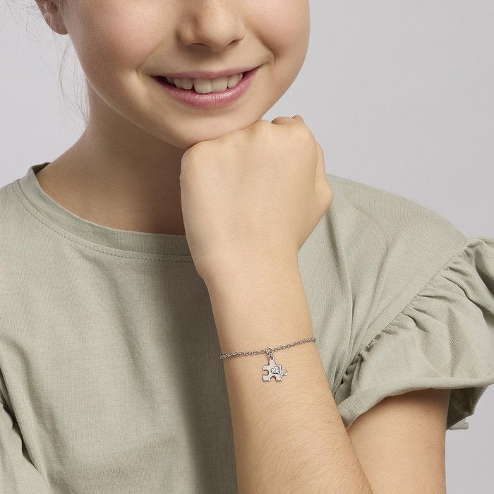 Bracelet en argent avec pendentif puzzle BFF