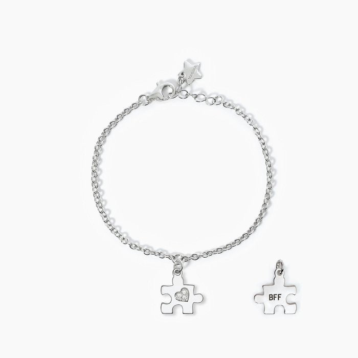 Bracelet en argent avec pendentif puzzle BFF