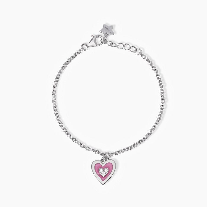 Bracelet TVB en argent avec pendentif cœur émaillé