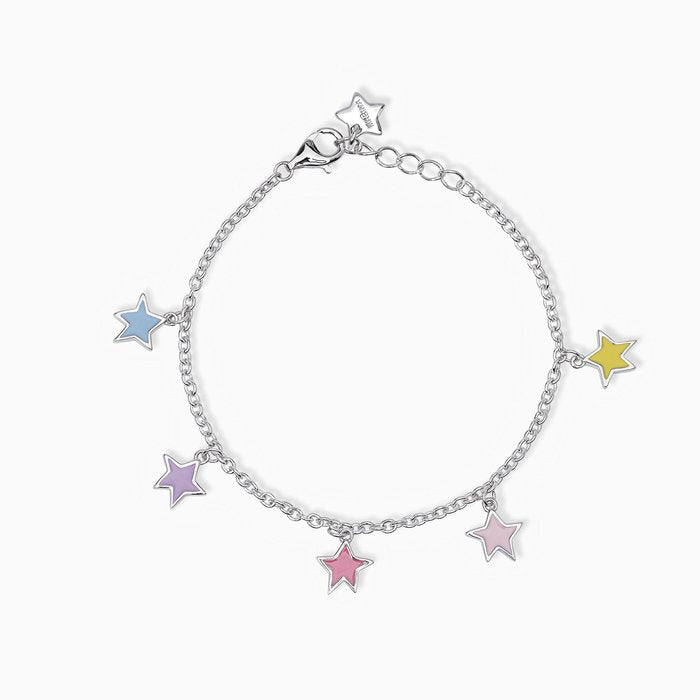 Bracelet en argent avec étoiles pendantes émaillées STELLA STELLINA