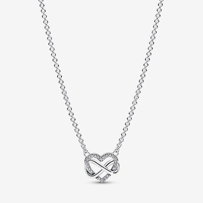 Infinity Heart Necklace Bright Stones