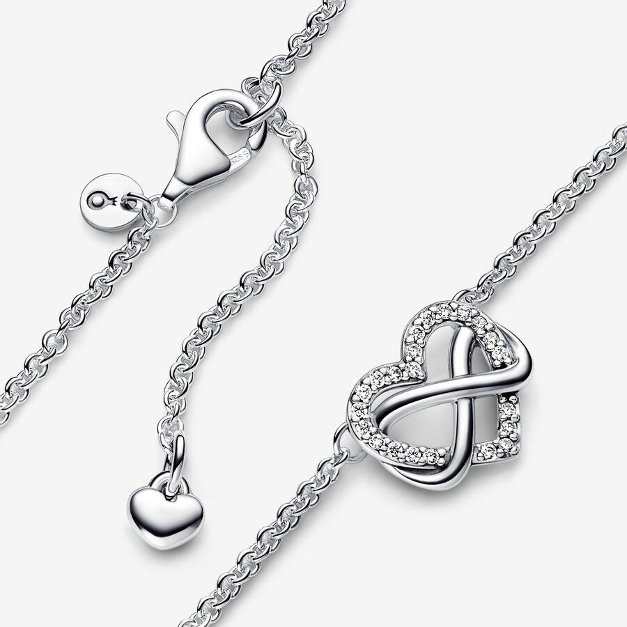 Infinity Heart Necklace Bright Stones