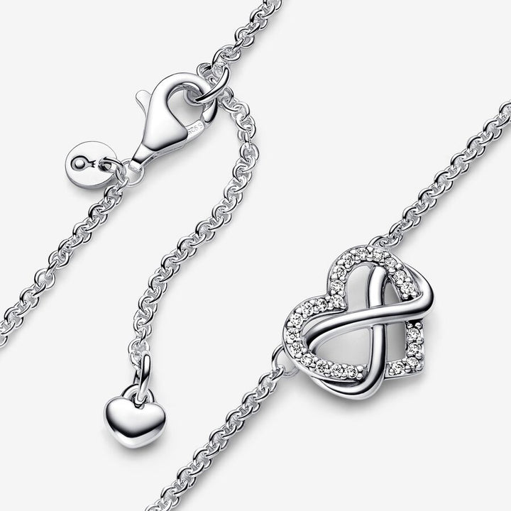 Infinity Heart Necklace Bright Stones
