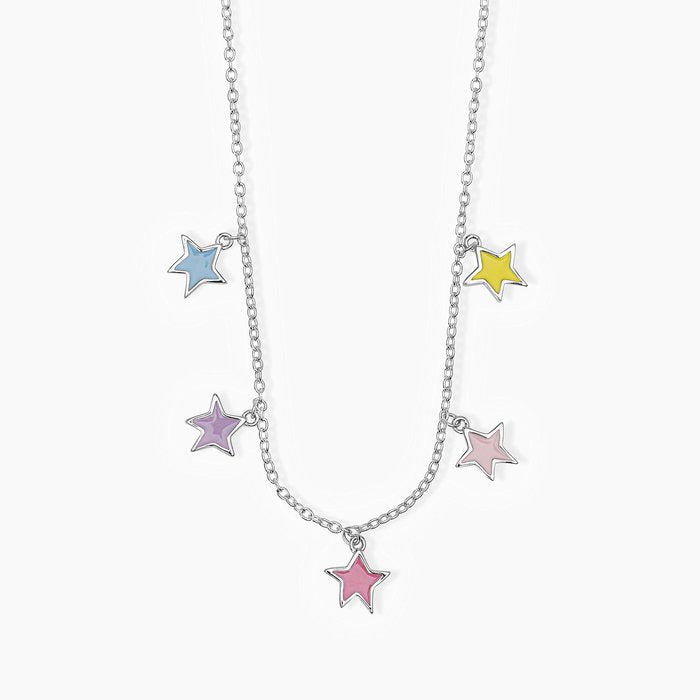 Collier ras du cou en argent avec étoiles pendantes émaillées STELLA STELLINA
