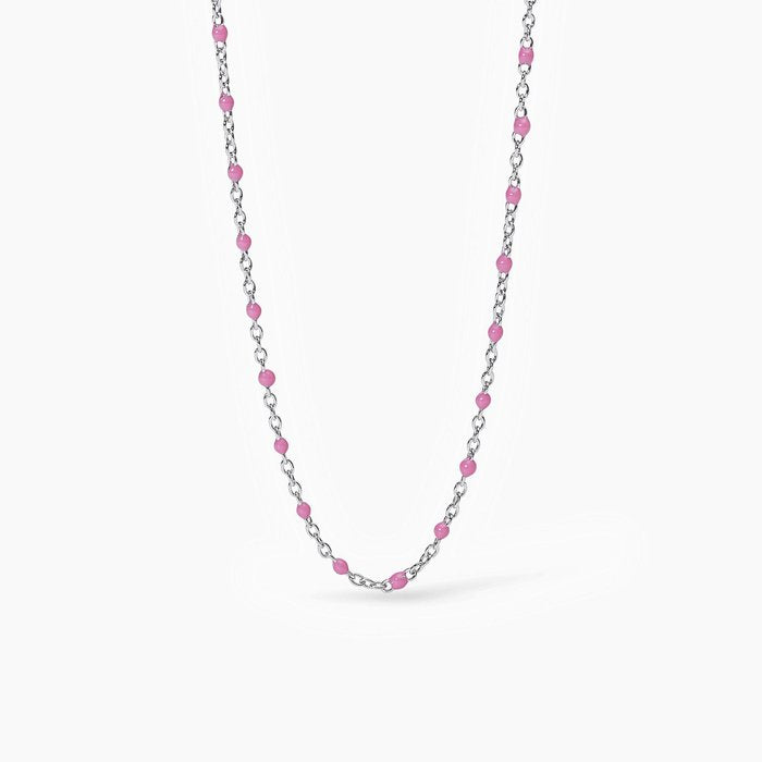 Girocolloin argento con inserti smaltati rosa CANDY
