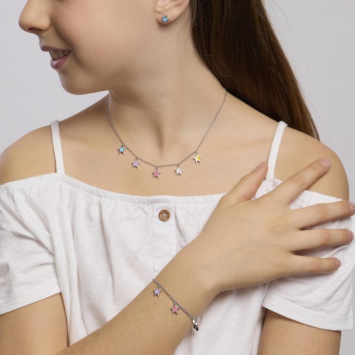 Boucles d'oreilles clous en argent avec étoile émaillée STELLA STELLINA