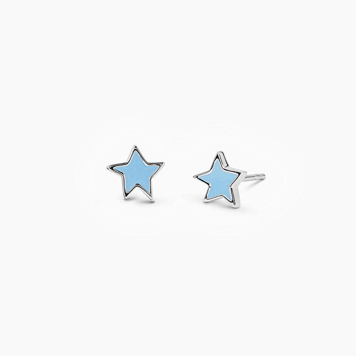 Boucles d'oreilles clous en argent avec étoile émaillée STELLA STELLINA