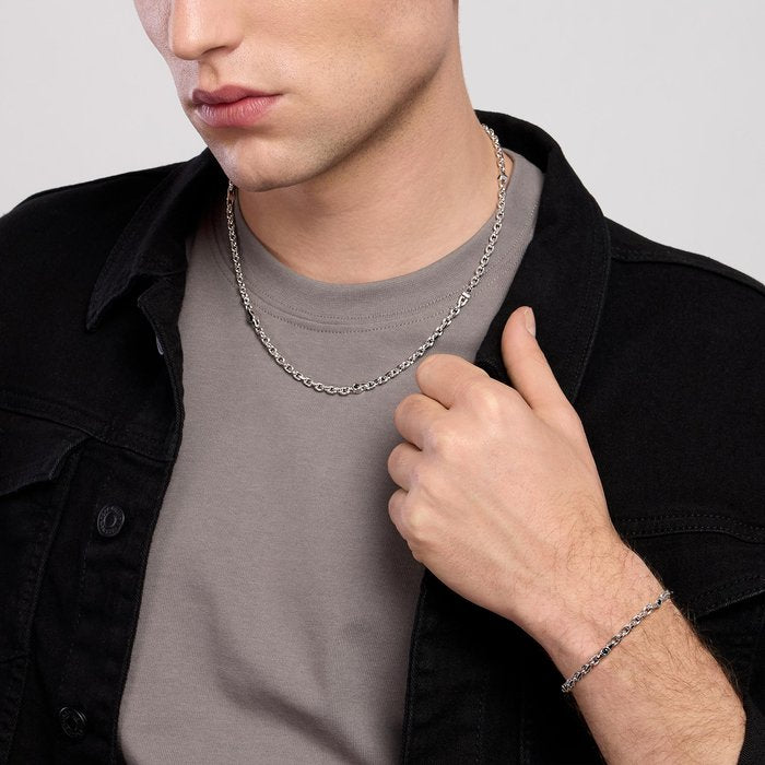 Bracciale con catena rolò e inserti neri CONTEMPORANEO