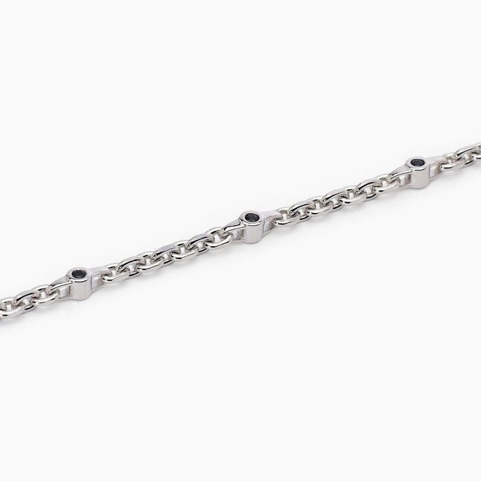 Bracciale con catena rolò e inserti neri CONTEMPORANEO