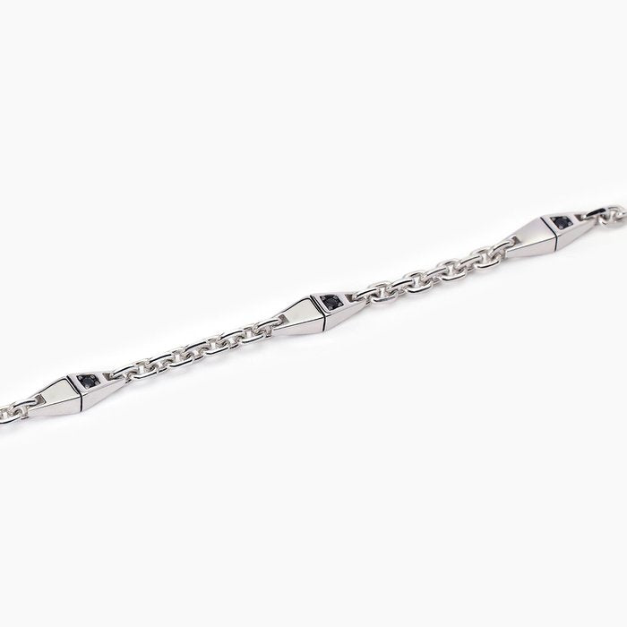 Bracciale con catena rolò e inserti neri MODERNISTA