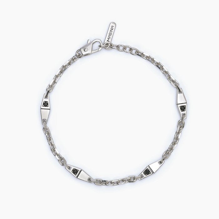 Bracelet with rolo chain and black inserts MODERNISTA