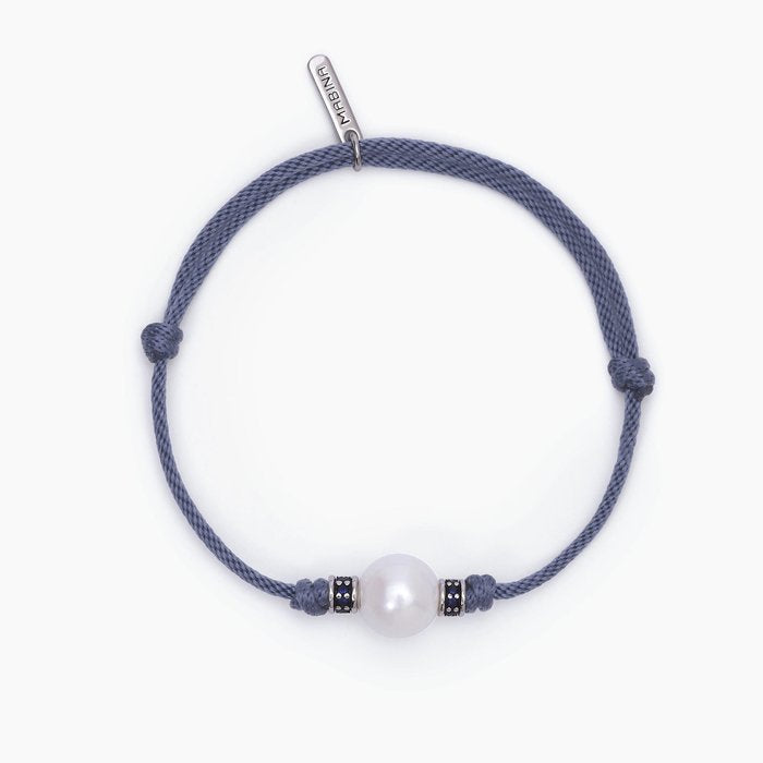 Bracelet TROPICAL en cordon bleu et perles blanches