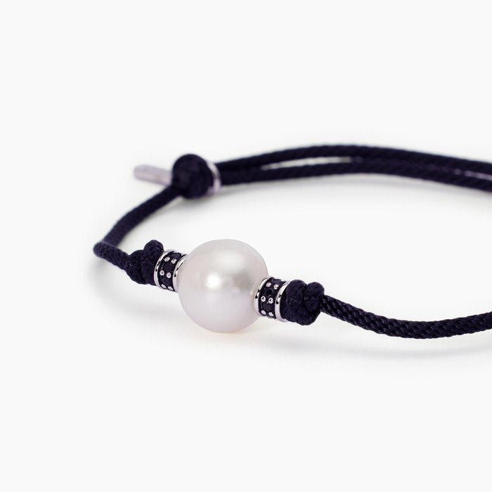 Bracelet avec cordon noir et perle blanche TROPICAL