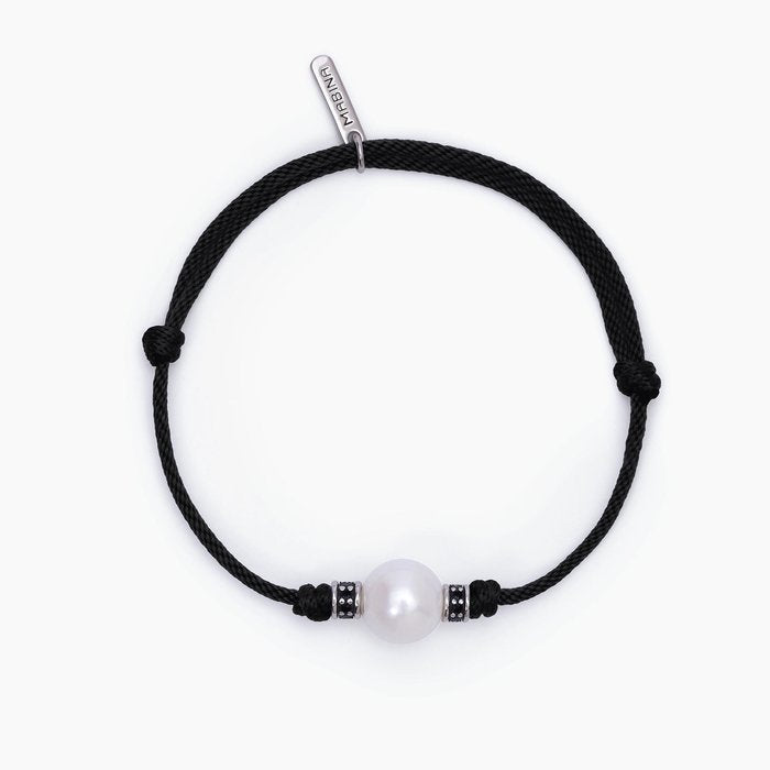 Bracelet avec cordon noir et perle blanche TROPICAL