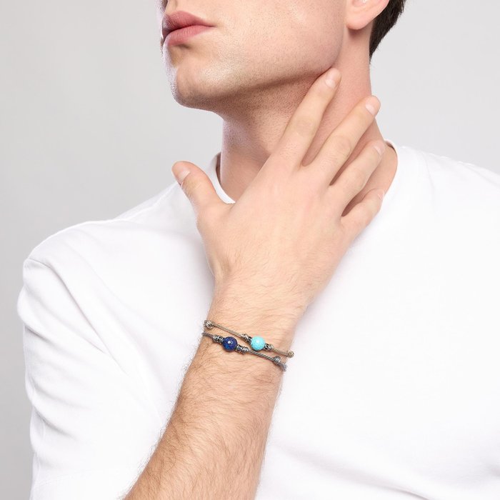 Bracelet with sand cord and turquoise stone TROPICAL