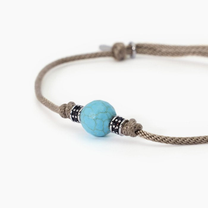 Bracelet with sand cord and turquoise stone TROPICAL
