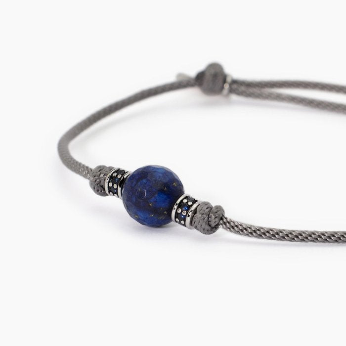TROPICAL Grey Cord Bracelet with Lapis Stone