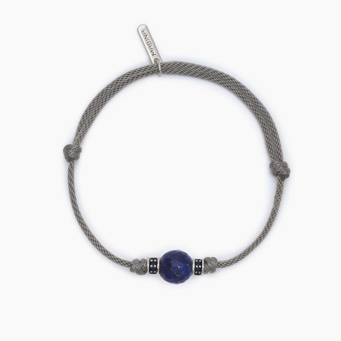 TROPICAL Grey Cord Bracelet with Lapis Stone