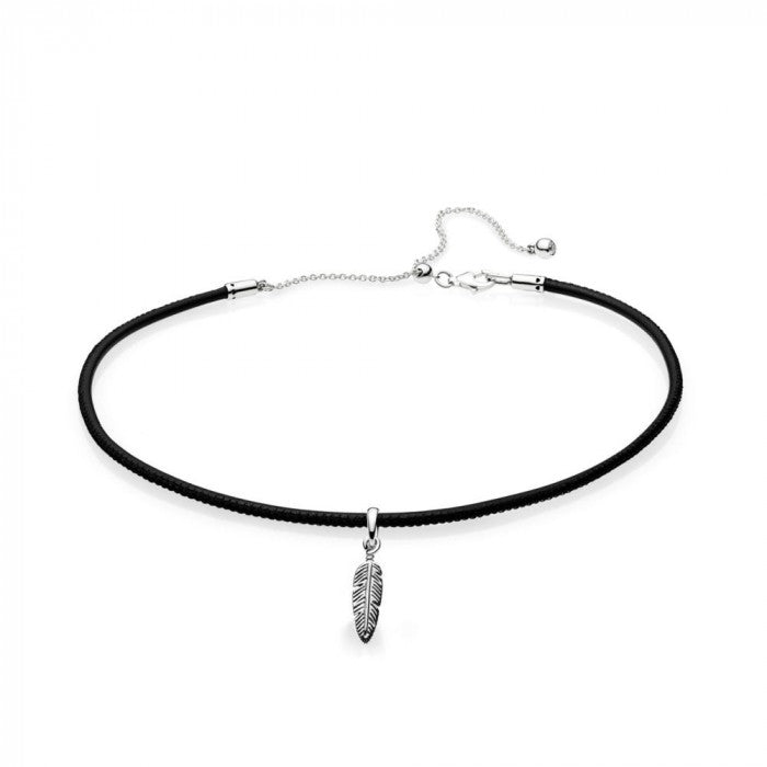 Black Choker with Feather 39cm