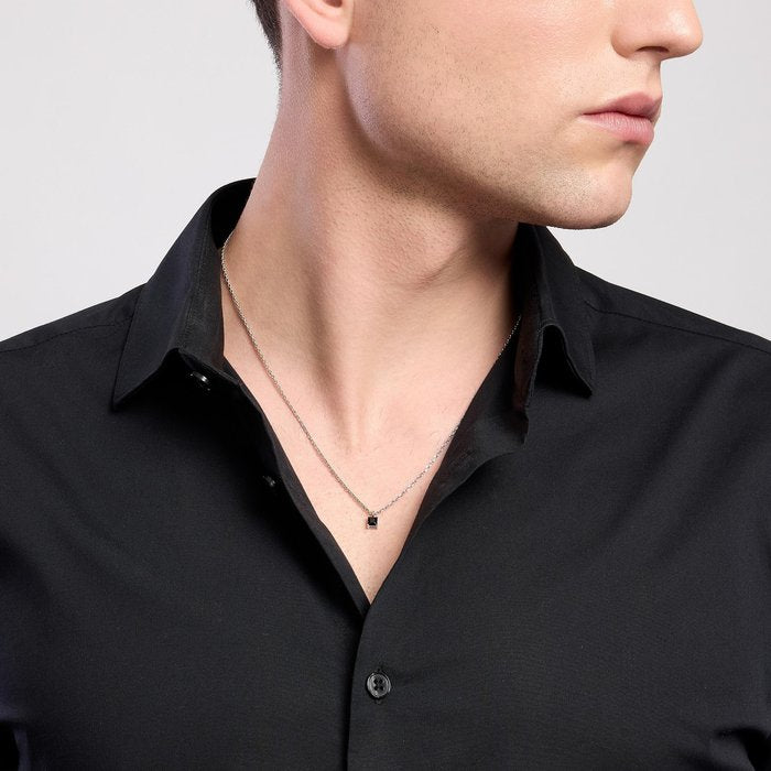 Men's silver necklace with pendant POINT OF VIEW