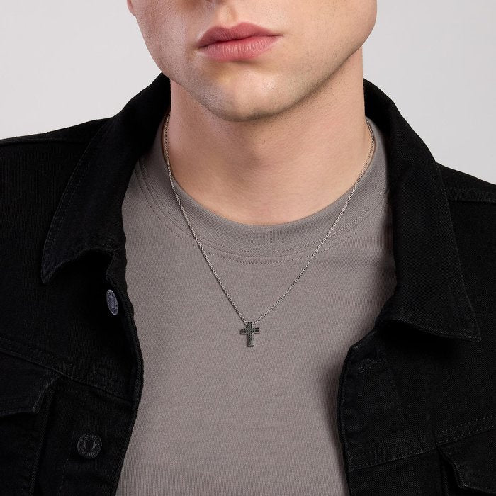 Collier pendentif croix mystique en argent