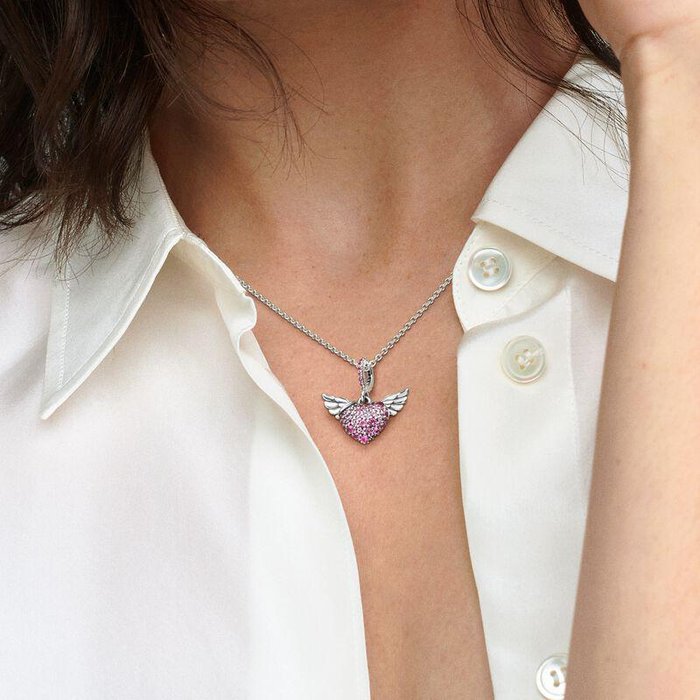 Collana Cuori Rosa con Ali