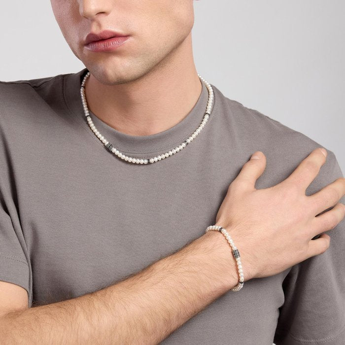 Silver necklace with cultured pearls YOUNG REBEL