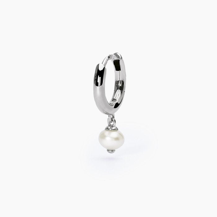 Boucle d'oreille mono créole avec pendentif perle de culture MONOMANIA