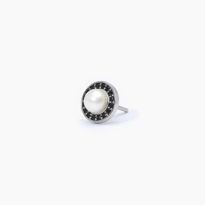 Boucle d'oreille unique en argent avec bouton en perle de culture MONOMANIA