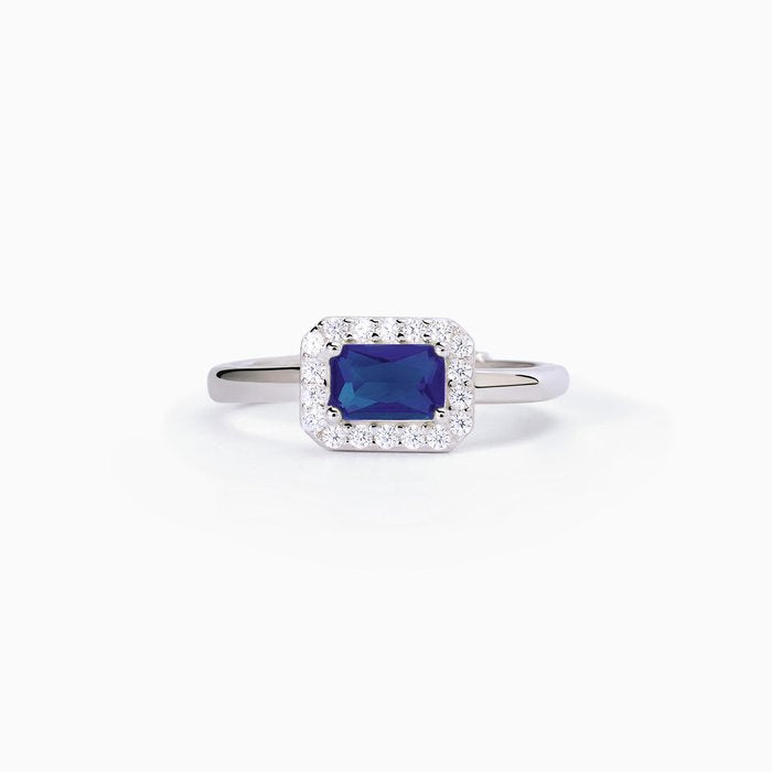 Silver ring with synthetic sapphire and zirconia COOL OR RÉTRO?