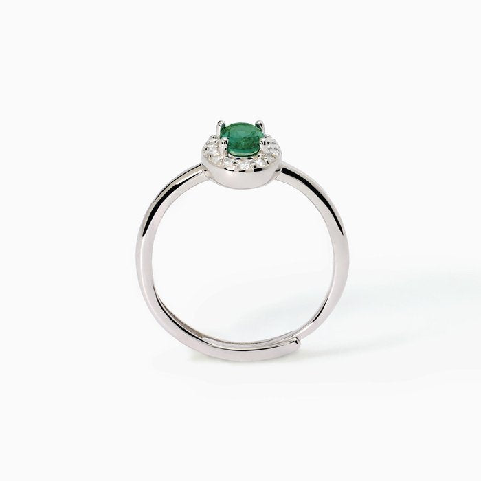 Bague en argent avec émeraude synthétique et zircone COOL OU RÉTRO ?
