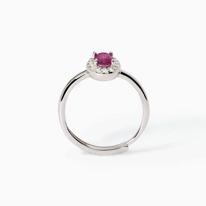 Bague en argent avec rubis synthétique ovale et cristaux COOL OU RÉTRO ?