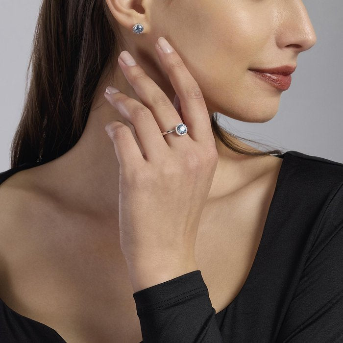 Anello in argento con acquamarina sintetica REVIVAL