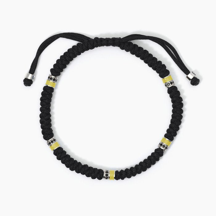 Bracelet en argent avec cordon et inserts en émail jaune COLOR BLOCK