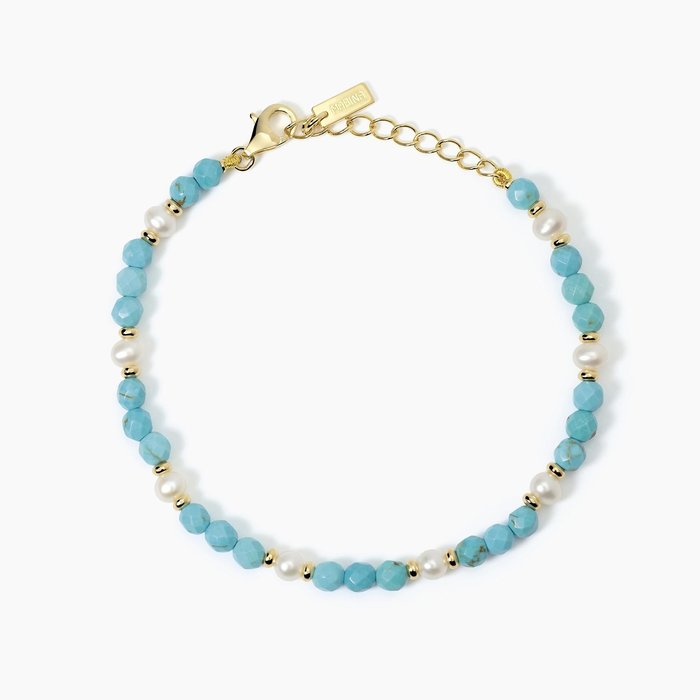 Bracelet with cultured pearls and turquoise BEACH CODE