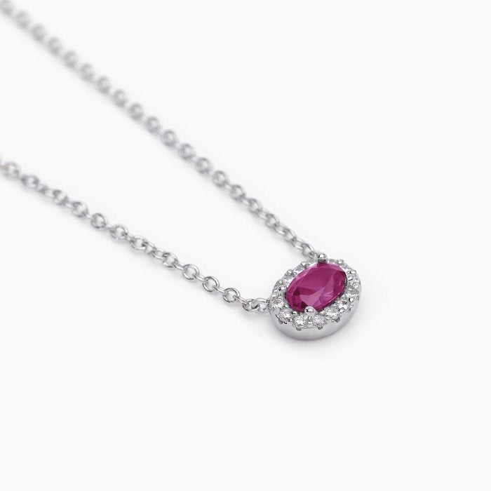 Collier ras du cou en argent avec rubis synthétique ovale COOL OU RÉTRO ?