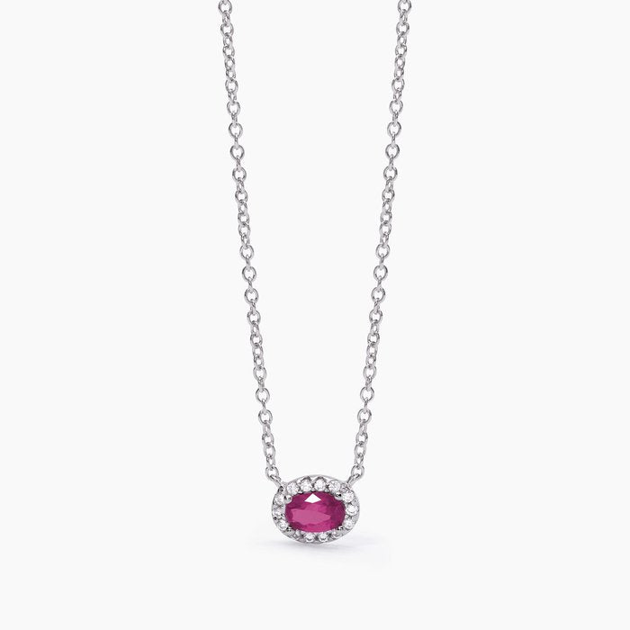 Collier ras du cou en argent avec rubis synthétique ovale COOL OU RÉTRO ?